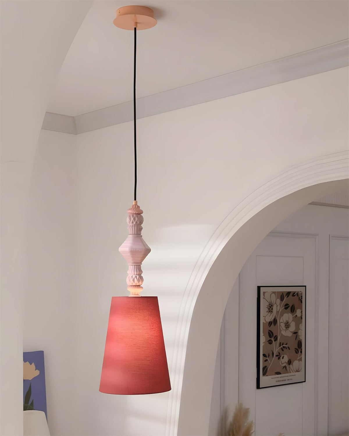 Cielora Curated Hand-Thrown Ceramic Pendant Ligh – illuminated warm ambiance setting