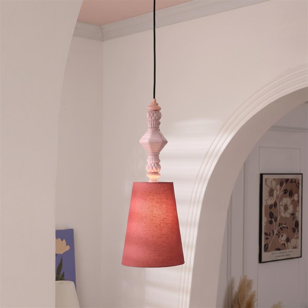 Cielora Curated Hand-Thrown Ceramic Pendant Ligh – Model B ∅ 9 x H 24  Purple & Pink finish configuration