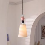 Cielora Curated Hand-Thrown Ceramic Pendant Ligh – Model A ∅ 9 x H 21.6  Pink & White finish configuration