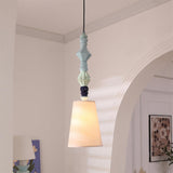 Cielora Curated Hand-Thrown Ceramic Pendant Ligh – Model C ∅ 9 x H 30.7  Blue & Beige finish configuration