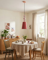Cielora Curated Hand-Thrown Ceramic Pendant Ligh warm illuminated room view