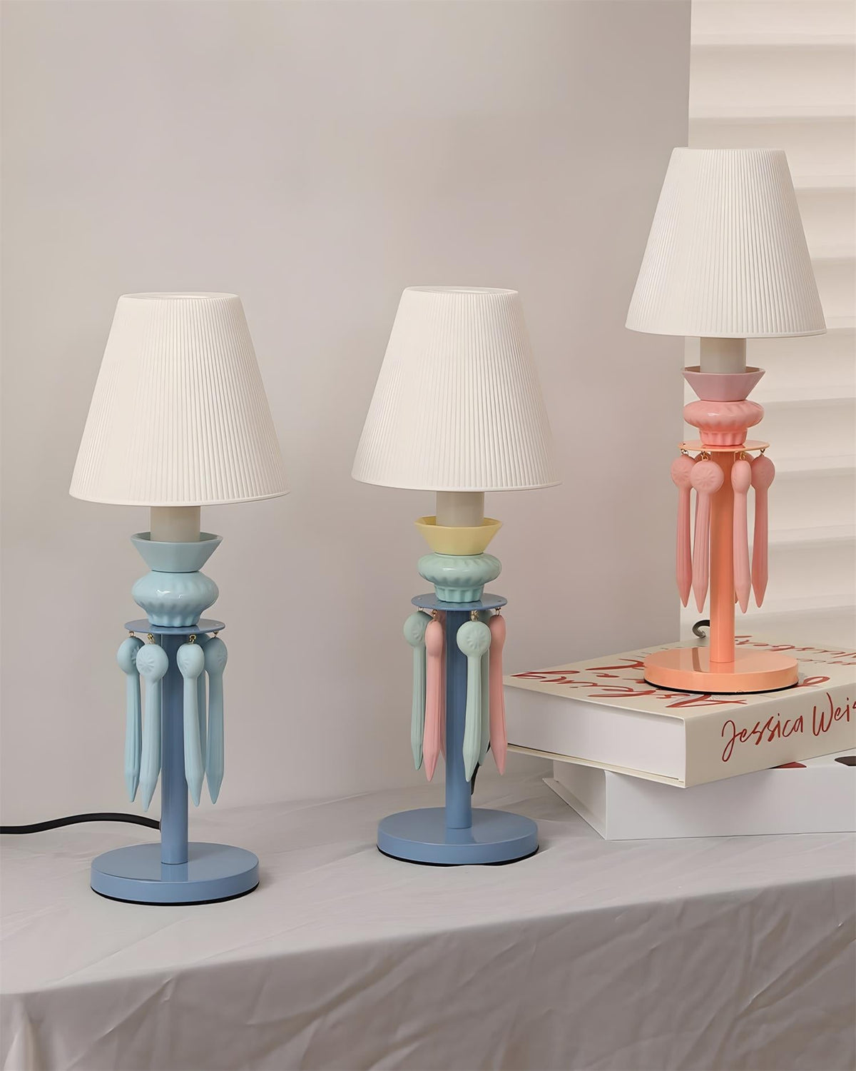 Cielora Curated Hand-Thrown Ceramic Table Lamp installed in residential dining space