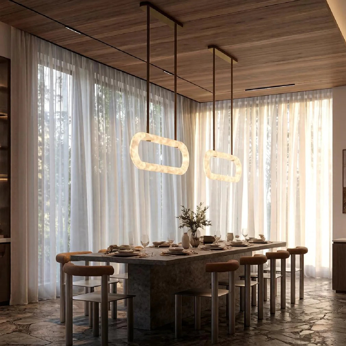 Spanish Alabaster Chandelier View 3 | Circle Round Chandelier | Spanish Alabaster | JINSHE | JINSHE