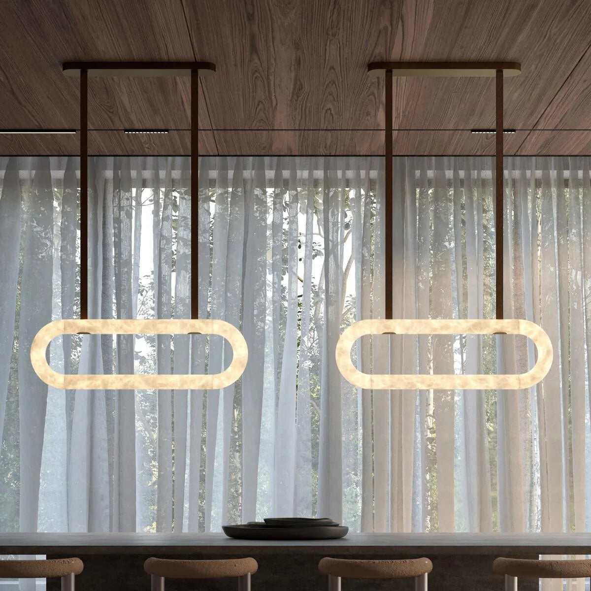 Spanish Alabaster Chandelier View 2 | Circle Round Chandelier | Spanish Alabaster | JINSHE | JINSHE