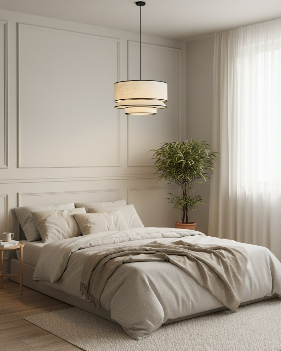 Circlune Curated Iron & Glass Pendant Light – unlit natural material contrast
