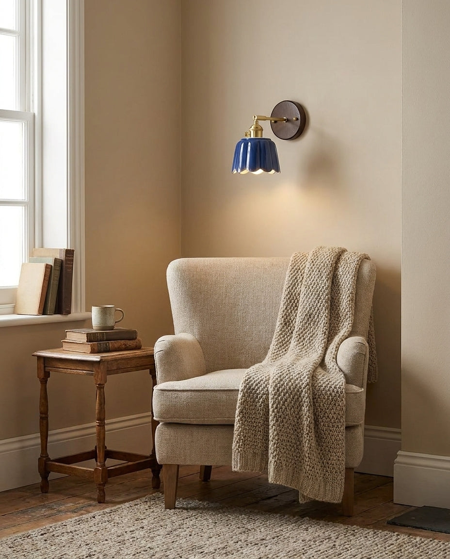 Clarette Curated Solid Brass Wall Sconce – spatial dining room perspective