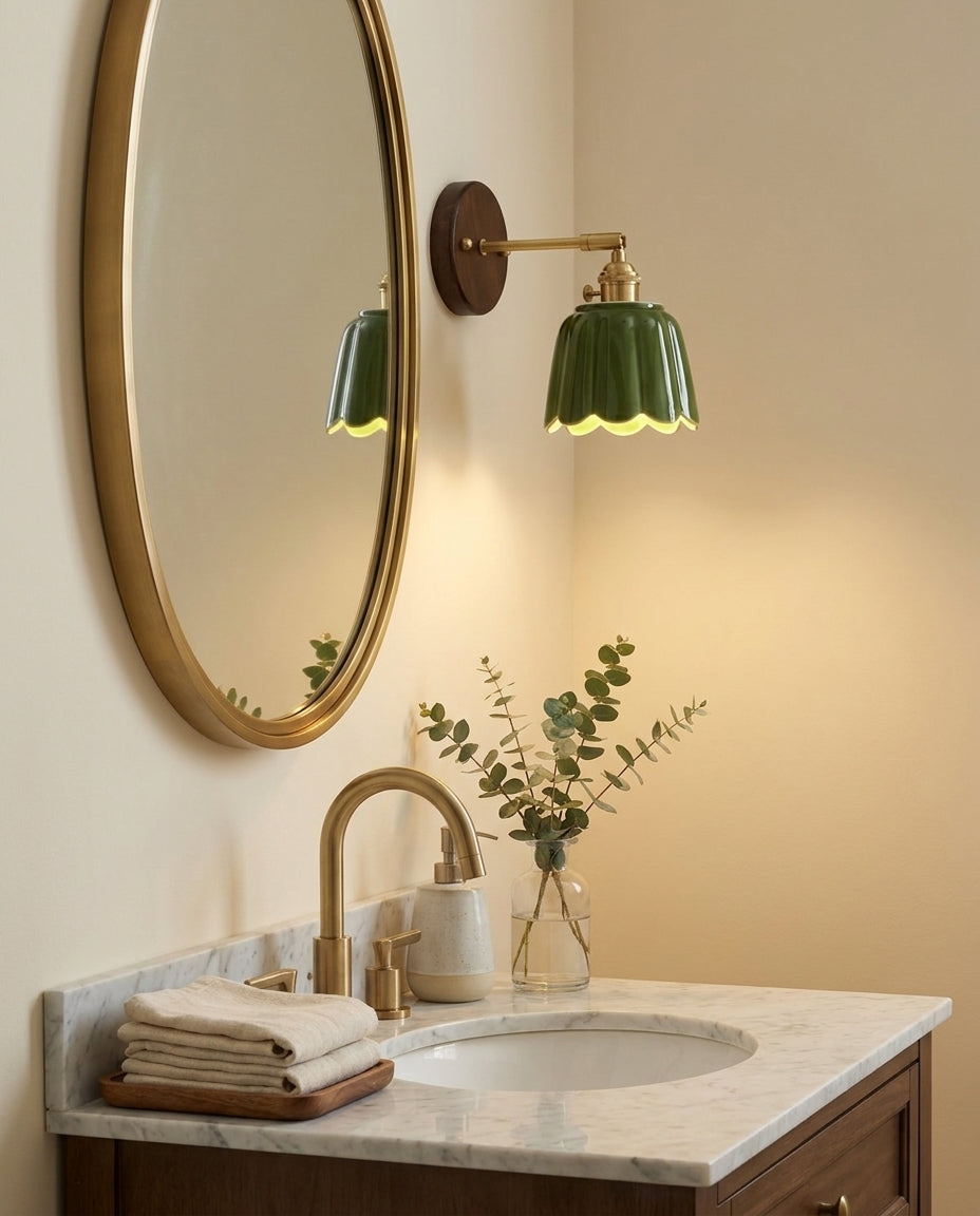 Clarette Curated Solid Brass Wall Sconce – structural canopy joint detail