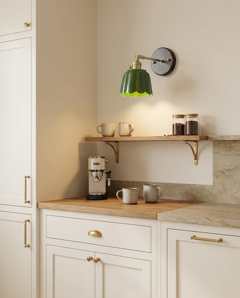 Clarette Curated Solid Brass Wall Sconce – unlit natural material contrast