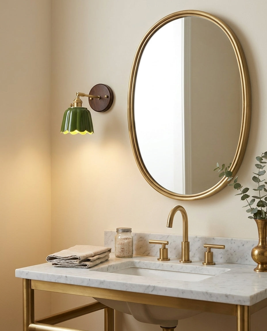 Clarette Curated Solid Brass Wall Sconce – full fixture elevation view