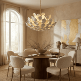 Iron & Glass craftsmanship detail on Coconut Disc Curated Iron & Glass Chandelier