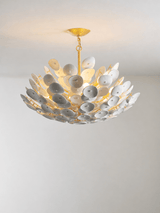 Coconut Disc Curated Iron & Glass Chandelier – macro detail view #1