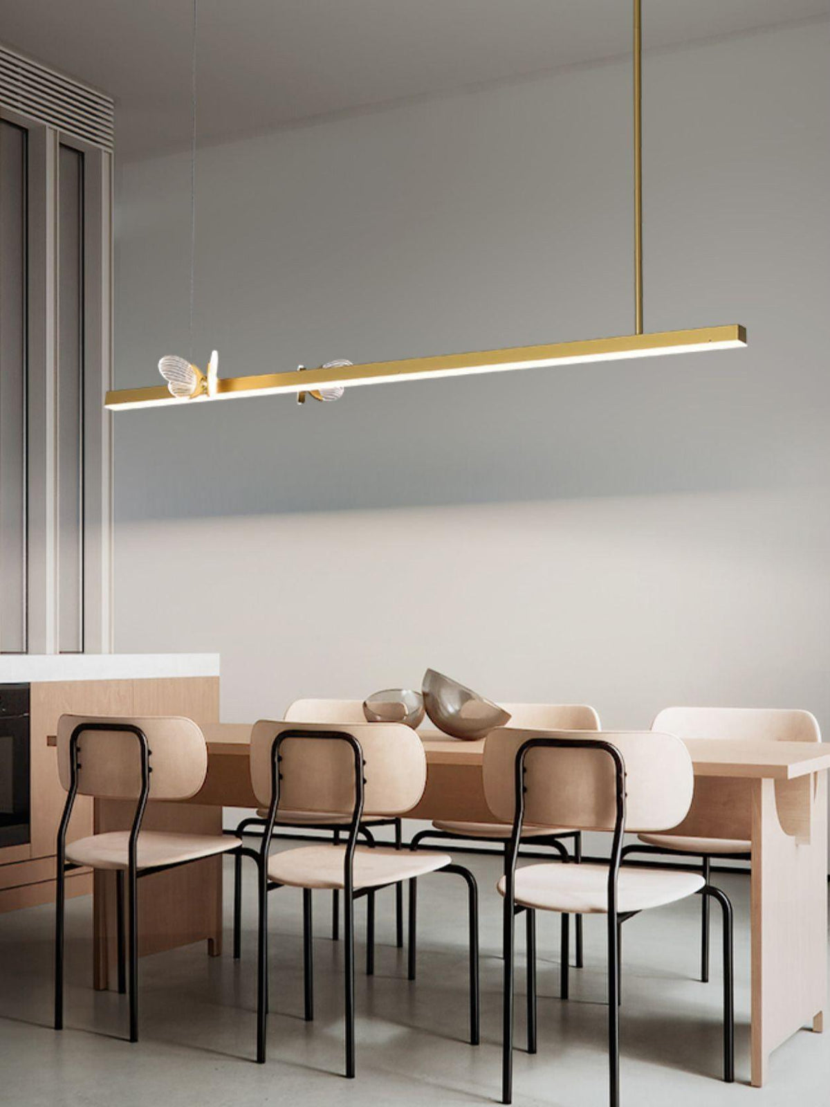 Cohen Butterfly Curated Optical Acrylic Chandeli – unlit natural material contrast