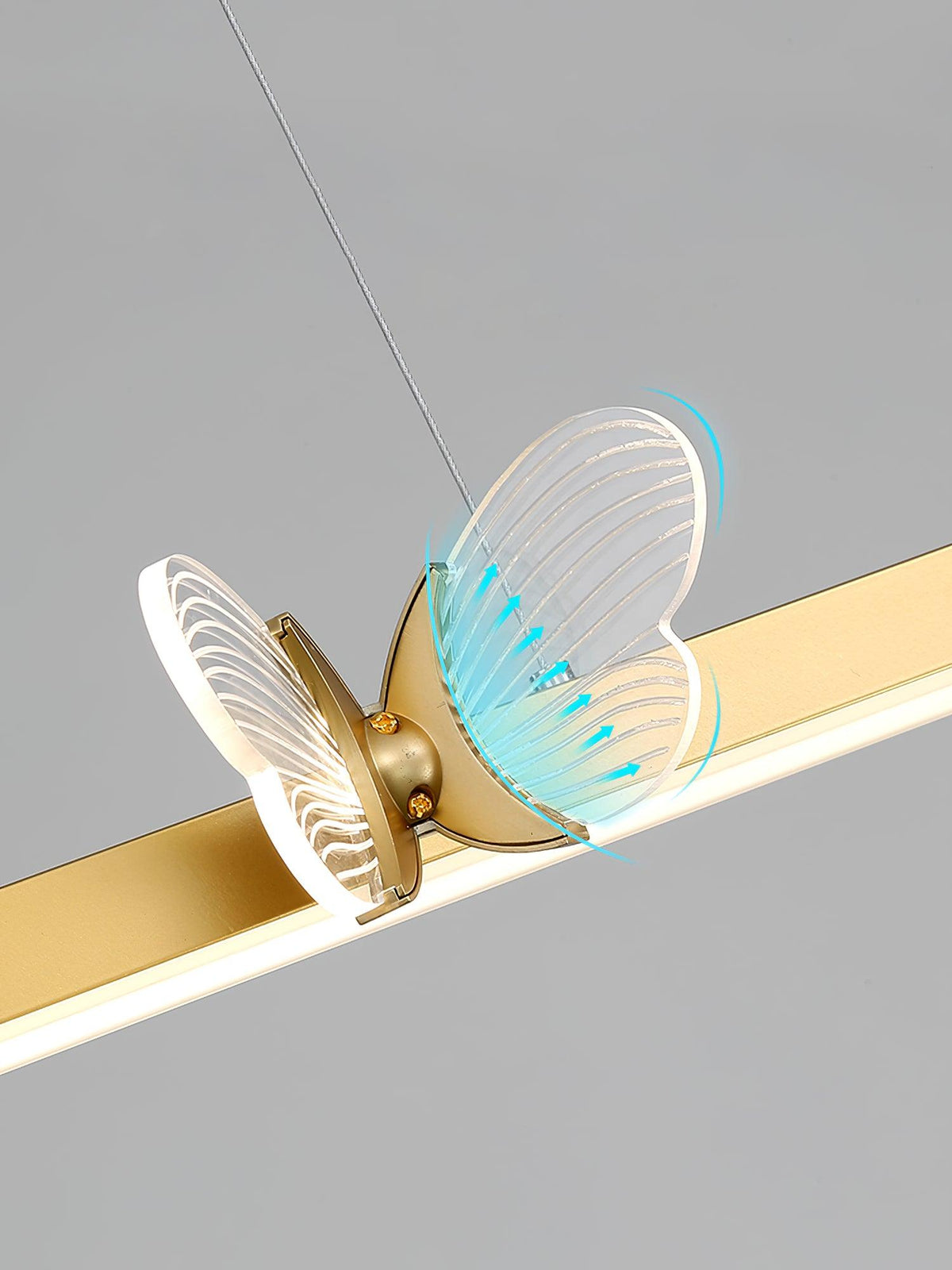 Optical Acrylic craftsmanship detail on Cohen Butterfly Curated Optical Acrylic Chandeli