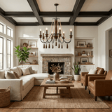 Collana French Country Curated Solid Hardwood Ch – illuminated warm ambiance setting