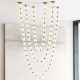 Riviere Chain Chandelier - 3-strips: 22-Lights + 28-Lights + 34-Lights / Gold & Glass Lampshade / Warm Light