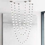 Riviere Chain Chandelier - 3-strips: 22-Lights + 28-Lights + 34-Lights / Chrome & Glass Lampshade / Warm Light
