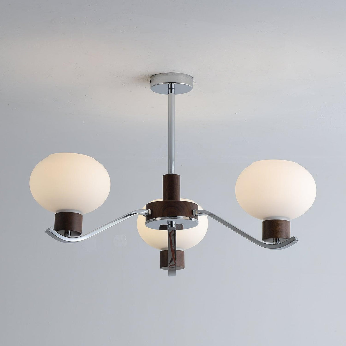 Colome Curated Mouth-Blown Frosted Glass Chandel – unlit natural material contrast
