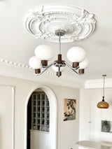 Colome Curated Mouth-Blown Frosted Glass Chandel – full fixture elevation view