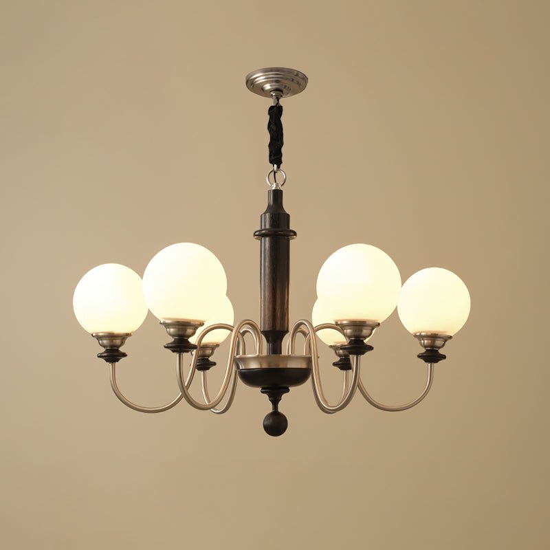 Colonial Grace Curated Mouth-Blown Frosted Glass – 3 Heads Dia 65cm x H 49cm  ∅ 25.2 x H 19 finish configuration #1