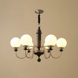 Colonial Grace Curated Mouth-Blown Frosted Glass – 3 Heads Dia 65cm x H 49cm  ∅ 25.2 x H 19 finish configuration #1