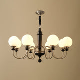 Colonial Grace Curated Mouth-Blown Frosted Glass – 8 Heads Dia 93cm x H 49cm  ∅3 6.6 x H 19 finish configuration