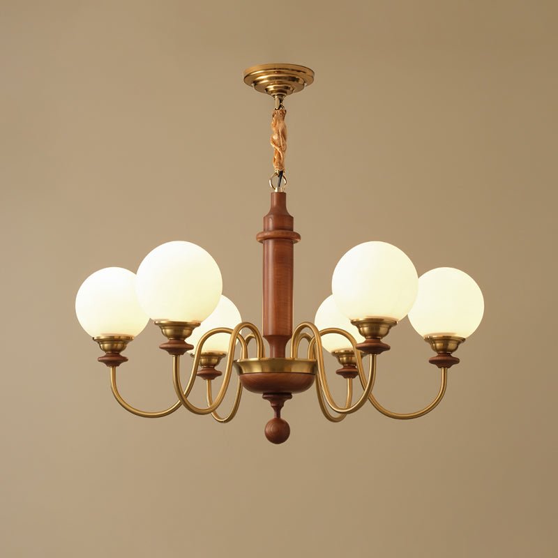 Colonial Grace Curated Mouth-Blown Frosted Glass – 6 Heads Dia 79cm x H 49cm  ∅ 31.1 x H 19 finish configuration
