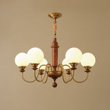 Colonial Grace Curated Mouth-Blown Frosted Glass – 6 Heads Dia 79cm x H 49cm  ∅ 31.1 x H 19 finish configuration