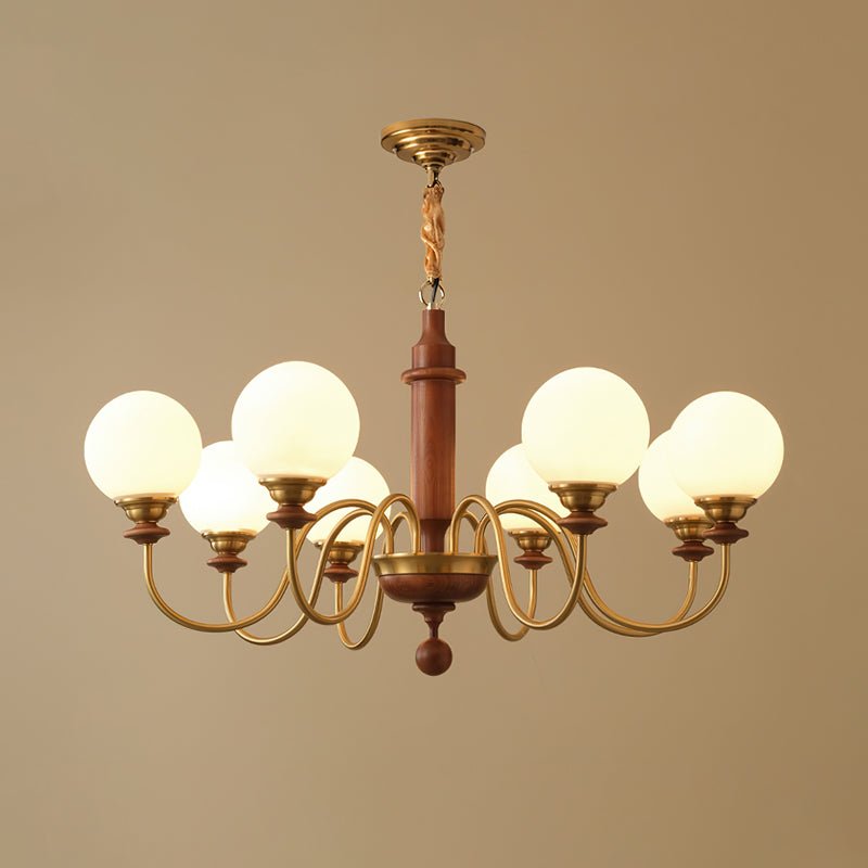 Colonial Grace Curated Mouth-Blown Frosted Glass – 8 Heads Dia 93cm x H 49cm  ∅3 6.6 x H 19 finish configuration #1