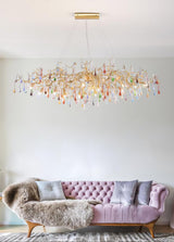 Colorful Raindrop Brass Branch Curated Amber Art – handcrafted surface texture