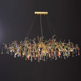 Colorful Raindrop Brass Branch Curated Amber Art – dimensional scale reference #1
