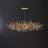 Colorful Raindrop Brass Branch Curated Amber Art – illuminated warm ambiance setting #1