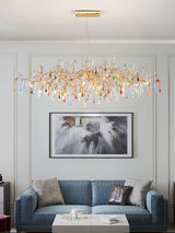 Colorful Raindrop Brass Branch Curated Amber Art – spatial dining room perspective