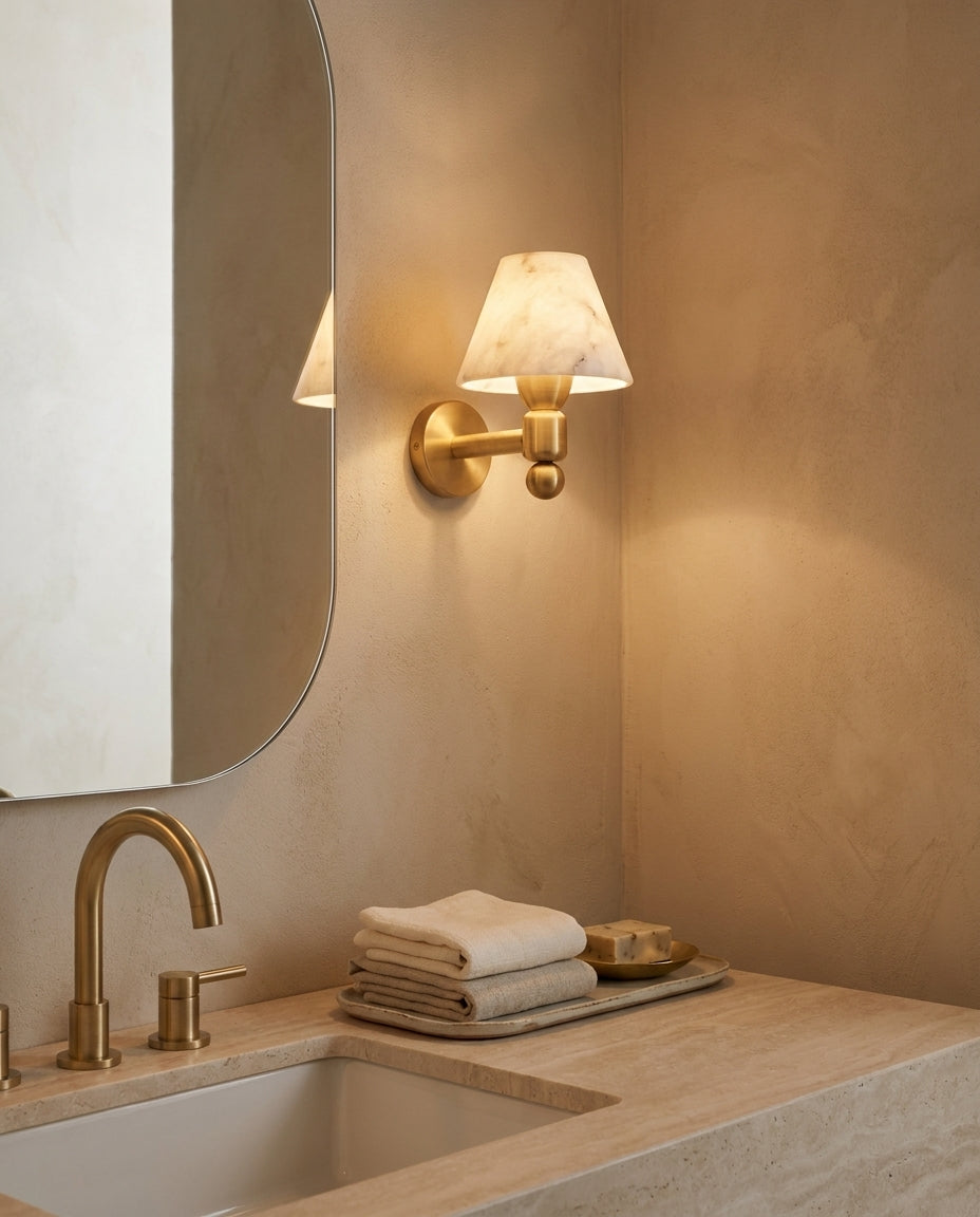 Contrast Alabaster Curated Alabaster Wall Sconce – macro detail view