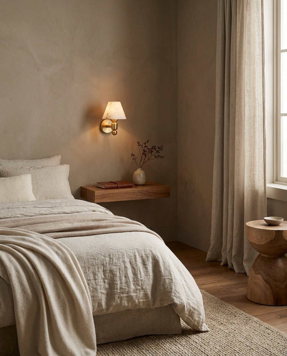 Contrast Alabaster Curated Alabaster Wall Sconce – handcrafted surface texture