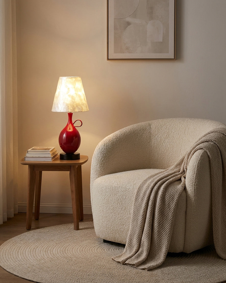 Coravie Curated Hand-Thrown Ceramic Table Lamp – dimensional scale reference