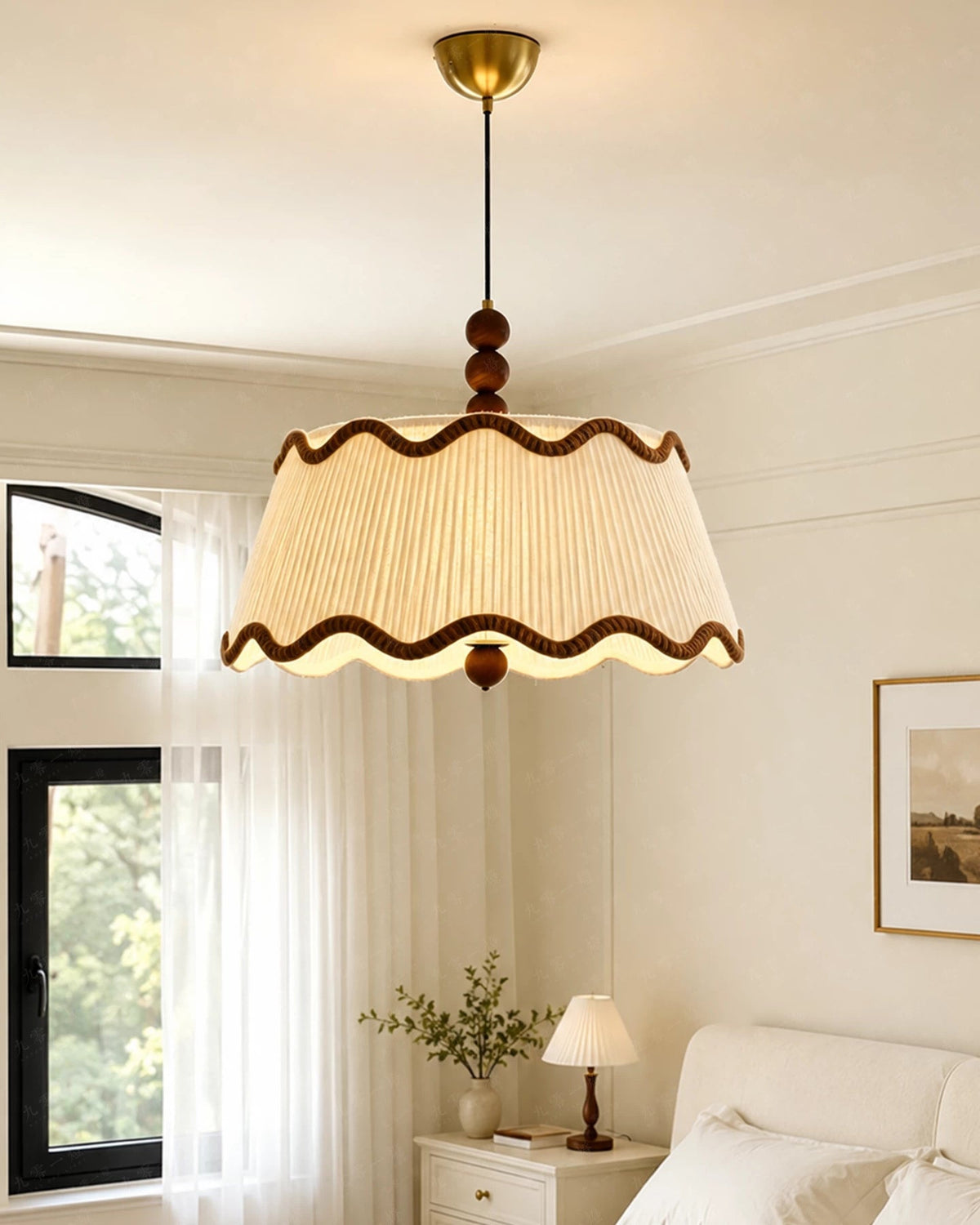 Cordelia Curated Iron & Glass Pendant Light – full fixture elevation view