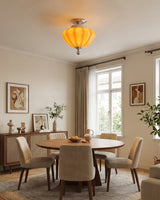 Amber Art Glass craftsmanship detail on Corenza Curated Amber Art Glass Flush Mount Ceil
