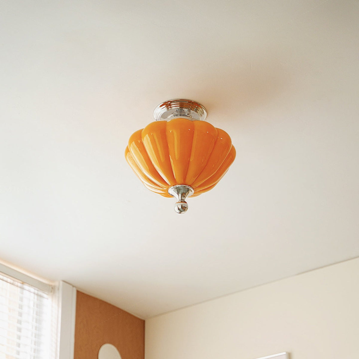 Corenza Curated Amber Art Glass Flush Mount Ceil – handcrafted surface texture