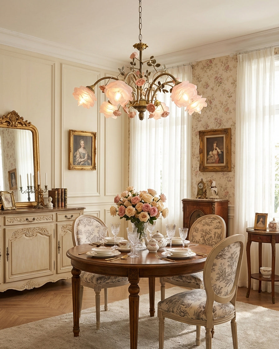 Corivelle Curated Mouth-Blown Frosted Glass Chan installed in residential dining space