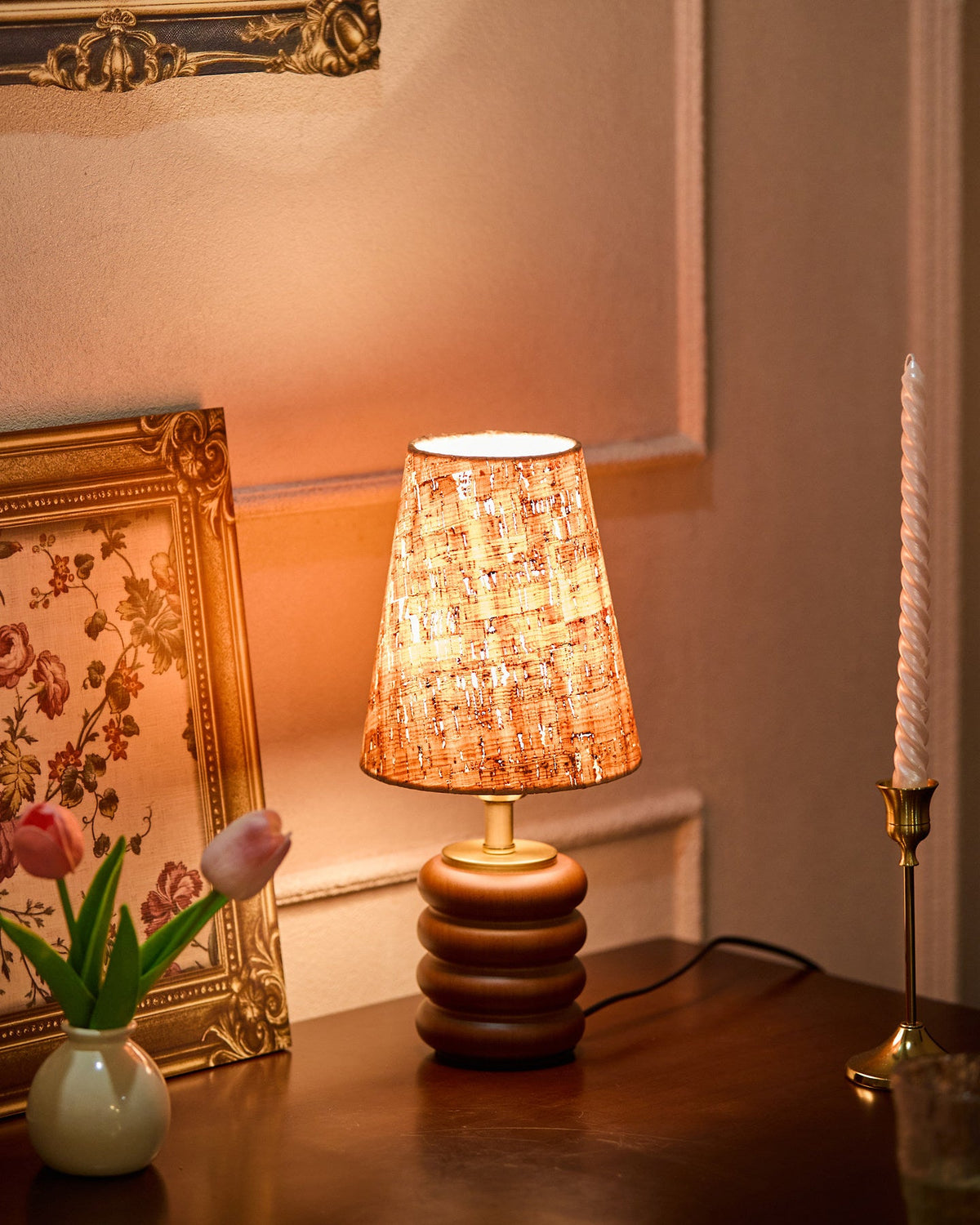 Solid Brass craftsmanship detail on Corkelle Curated Solid Brass Table Lamp