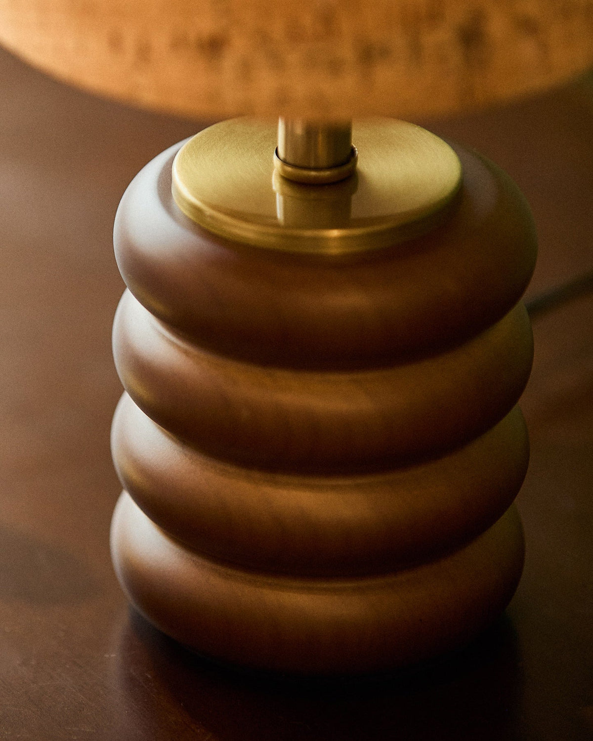 Corkelle Curated Solid Brass Table Lamp – spatial dining room perspective