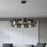 Corlota Curated Mouth-Blown Frosted Glass Chande installed in residential dining space