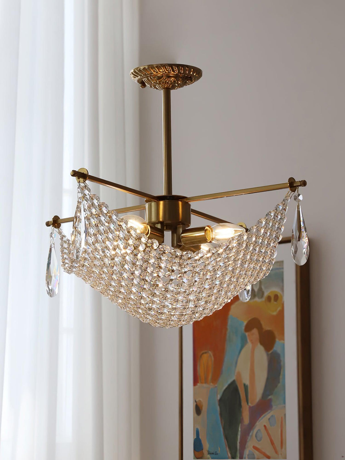 Corona Curated K9 Bohemian Crystal Chandelier – full fixture elevation view