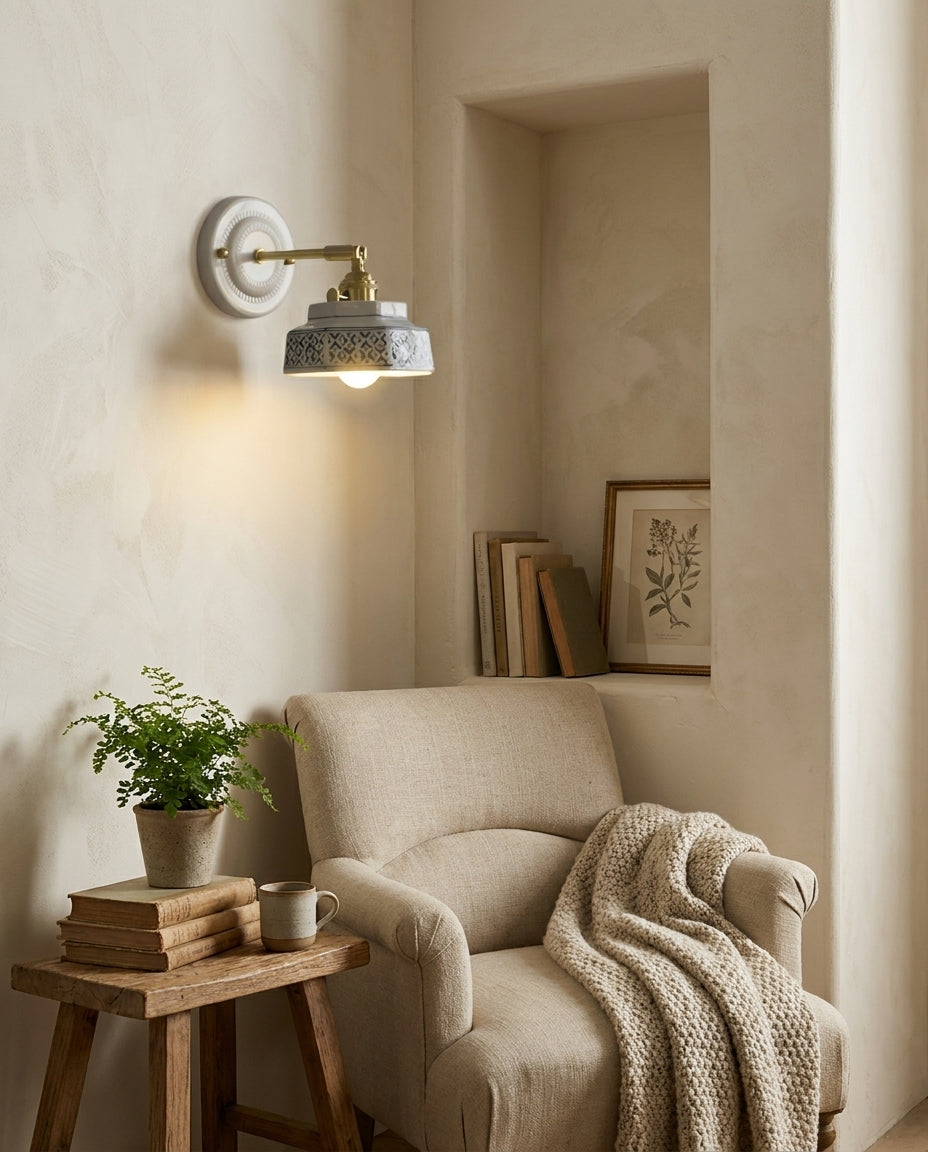 Solid Brass craftsmanship detail on Cottara Curated Solid Brass Wall Sconce
