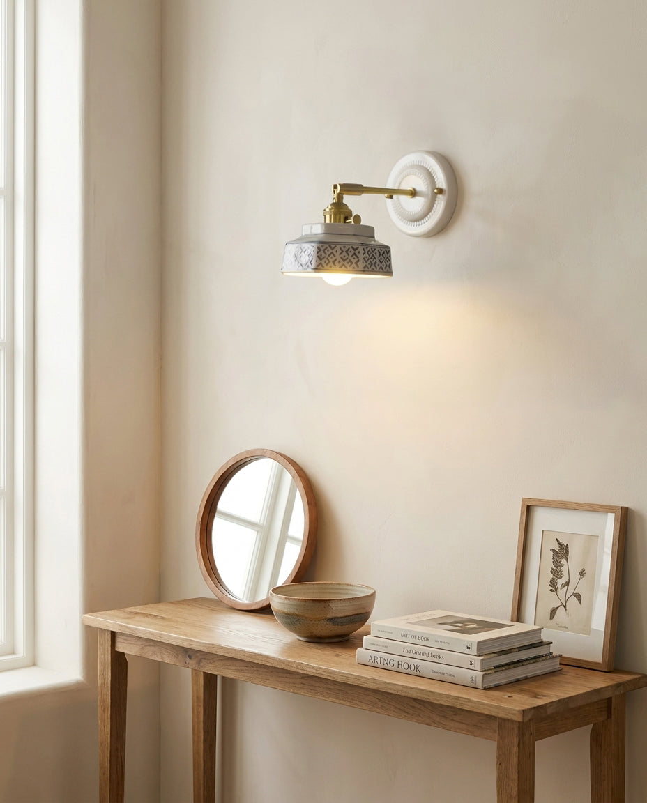 Cottara Curated Solid Brass Wall Sconce – handcrafted surface texture