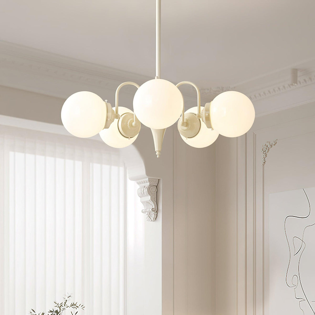 Mouth-Blown Frosted Glass craftsmanship detail on Cream Ball Curated Mouth-Blown Frosted Glass Cha