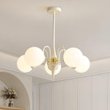 Cream Ball Curated Mouth-Blown Frosted Glass Cha installed in residential dining space
