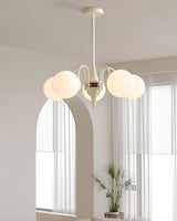 Cream Ball Curated Mouth-Blown Frosted Glass Cha – full fixture elevation view