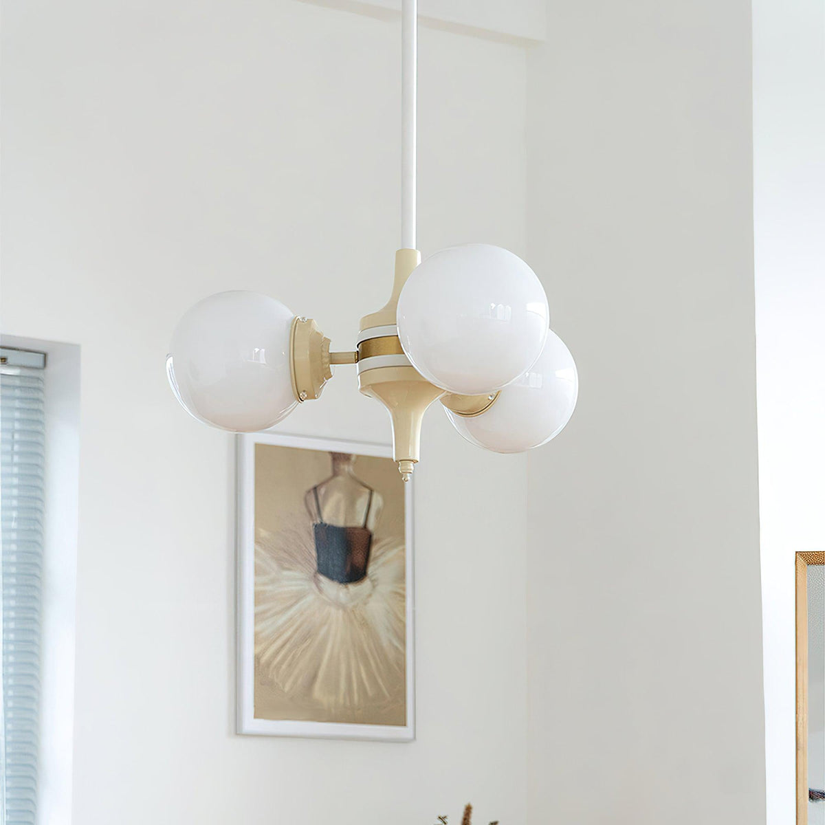 Cream Ball Curated Mouth-Blown Frosted Glass Cha – unlit natural material contrast