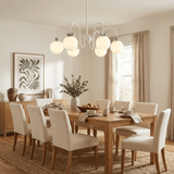 Cream Cherry Curated Mouth-Blown Frosted Glass C installed in residential dining space